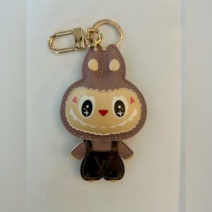 Upcycled designer inspired labubu Keychain, NEW! Color is like purple-tan-mauve